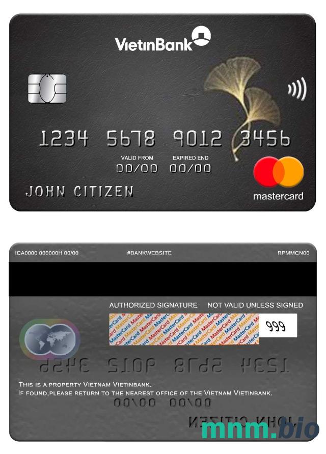 Vietnam Vietinbank przykład karty mastercard w formacie PSD